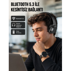 Siyah Kablosuz Bluetooth Kulaklık 300 Mah Hızlı Şarj Katlanabilir Pedli Yeni Nesil