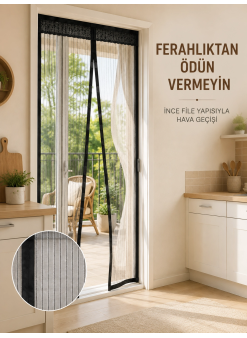 Siyah Mıknatıslı Kapı Sinekliği Sinek Ve Böceklere Karşı Koruyucu File
