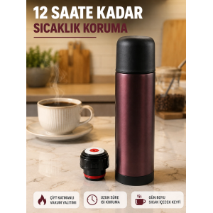 Sızdırmaz Kapaklı Vakumlu Termos Uzun Süre Sıcak Soğuk Tutan Termos