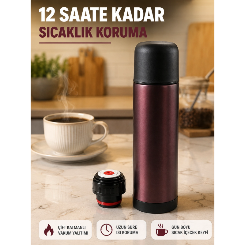 Sızdırmaz Kapaklı Vakumlu Termos Uzun Süre Sıcak Soğuk Tutan Termos Sızdırmaz Kapaklı Vakumlu Termos Uzun Süre Sıcak Soğuk Tutan Termos