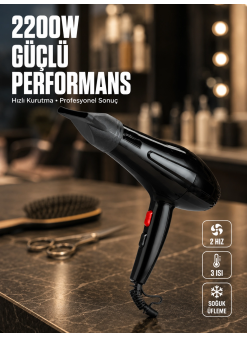 Soğuk Üfleme Özellikli 2200w Profesyonel Fön Makinesi