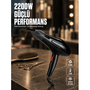 Soğuk Üfleme Özellikli 2200w Profesyonel Fön Makinesi