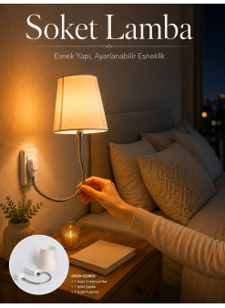 Soket Lamba Yatak Başı Işığı Ayarlanabilir Boyunlu