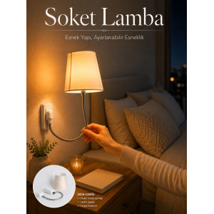 Soket Lamba Yatak Başı Işığı Ayarlanabilir Boyunlu