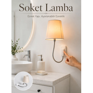 Soket Tipi Ayarlanabilir Başlıklı Dekoratif Gece Lambası