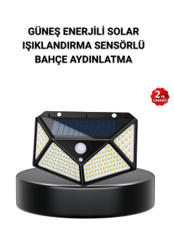 Solar Bahçe Lambası 100 Led Hareket Sensörlü Güneş Enerjili Aydınlatma