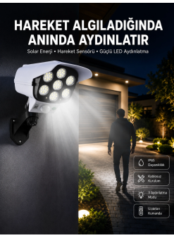 Solar Bahçe Lambası Uzaktan Kumandalı Kamera Görünümlü Hareket Sensörlü