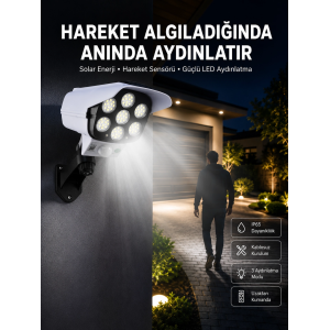 Solar Bahçe Lambası Uzaktan Kumandalı Kamera Görünümlü Hareket Sensörlü
