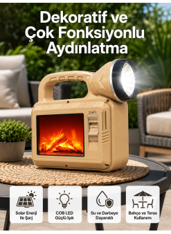 Solar Cob Alev Efektli Lamba – Güneş Enerjili, Suya Dayanıklı, Taşınabilir