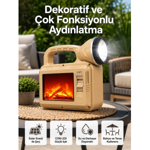 Solar Cob Alev Efektli Lamba – Güneş Enerjili, Suya Dayanıklı, Taşınabilir