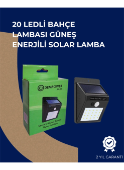 Solar Enerjili 20 Led Duvar Lambası | Hareket Sensörlü, Su Geçirmez, Kablo Gerektirmez