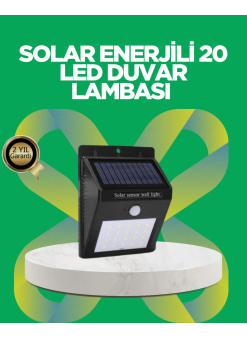 Solar Enerjili 20 Led Hareket Sensörlü Duvar Lambası