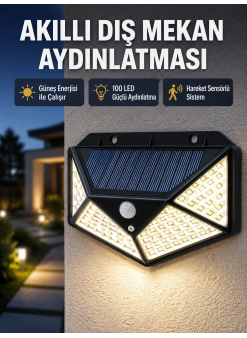 Solar Güçlü 100 Led Bahçe Lambası – Enerji Tasarruflu, Suya Dayanıklı Ve Geniş Açılı Işık