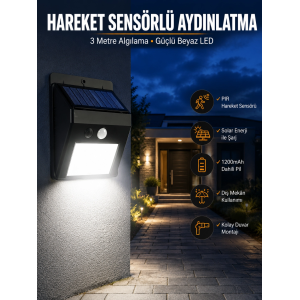 Solar Güneş Enerji Panelli Sensörlü Lamba Enerji Tasarruflu