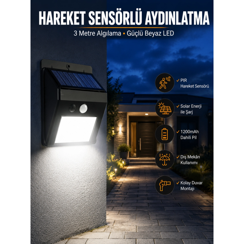 Solar Güneş Enerji Panelli Sensörlü Lamba Enerji Tasarruflu Solar Güneş Enerji Panelli Sensörlü Lamba Enerji Tasarruflu
