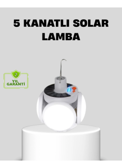 Solar Güneş Enerjili Ve Usb Şarjlı 5 Kanatlı Led Kamp Lambası