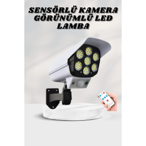 Solar Lamba Kamera Görünümlü Duvar Lambası Dönebilen Bahçe Aydınlatması