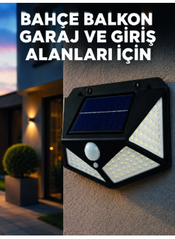 Solar Led Bahçe Aydınlatma Lambası 3 Işık Modlu Sensörlü Duvar Tipi Dış Mekan
