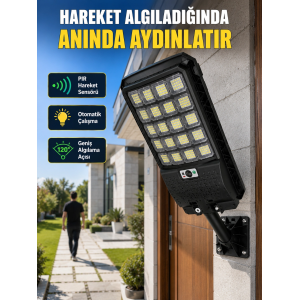 Solar Led Bahçe Lambası Hareket Sensörlü Uzaktan Kumandalı Dış Mekan Aydınlatma