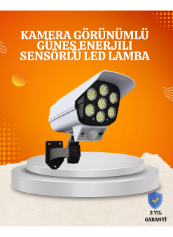 Solar Şarjlı Hareket Sensörlü Led Dış Mekan Lambası Kamera Tasarımlı Güvenlik Işığı