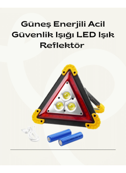 Solar Şarjlı Üçgen Led Park Ve İkaz Lambası