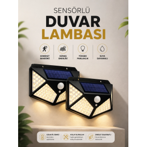 Solar Sensörlü Duvar Lambası Bahçe Lambaso Parlak Beyaz Işık Suya Dayanıklı
