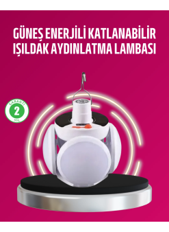 Solar Ve Usb Şarjlı Su Geçirmez Katlanabilir Led Lamba