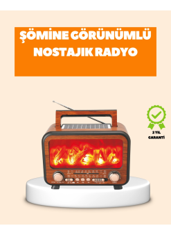 Şömine Alev Işıklı Solar Bluetooth Hoparlör – 7w Güçlü Ses, Fm Radyo