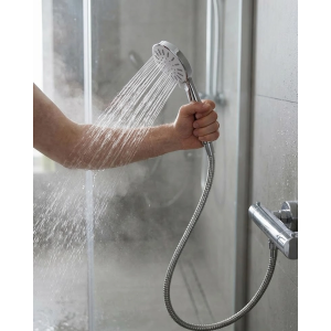 Spiral Hortumlu 4 Kademeli Krem El Duşu Başlığı Banyo Duş Seti