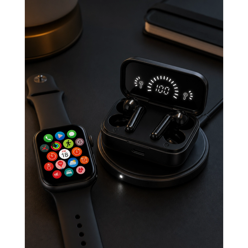 Spor Ve Günlük Kullanıma Uygun Akıllı Saat Ve Bluetooth Kulaklık Seti Yüksek Performans Spor Ve Günlük Kullanıma Uygun Akıllı Saat Ve Bluetooth Kulaklık Seti Yüksek Performans