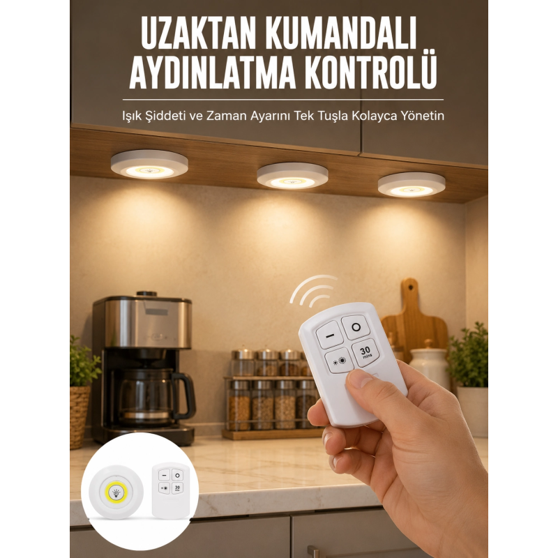 Spot Lamba Led Işık 3lü Uzaktan Kumandalı Pilli Yapışkanlı Kablosuz Yeni Nesil Spot Lamba Led Işık 3lü Uzaktan Kumandalı Pilli Yapışkanlı Kablosuz Yeni Nesil