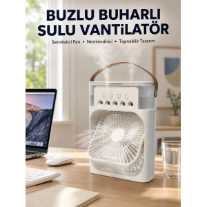 Spreyli Mini Masaüstü Fan | 500ml Su Hazneli, 3 Kademeli Soğutucu Yeni Nesil