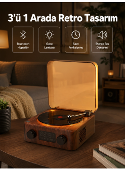 Stereo Bluetooth Hoparlör – Gece Lambalı Ve Saat Göstergeli Yeni Nesil
