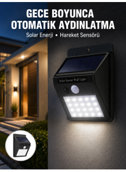 Su Geçirmez 20 Led Solar Aydınlatma | Dış Mekan İçin Pır Hareket Sensörü İle Akıllı Işık Yeni Nesil