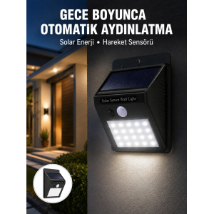 Su Geçirmez 20 Led Solar Aydınlatma | Dış Mekan İçin Pır Hareket Sensörü İle Akıllı Işık Yeni Nesil