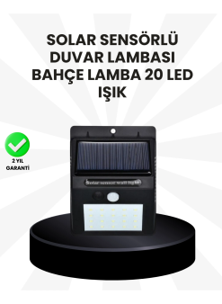 Su Geçirmez Ip65 20 Led Solar Sensörlü Bahçe Ve Veranda Aydınlatma