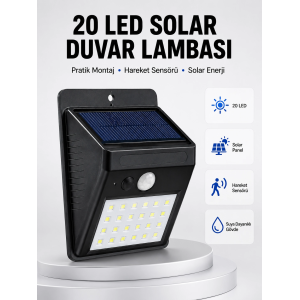 Su Geçirmez Ip65 20 Led Solar Sensörlü Bahçe Ve Veranda Aydınlatma Yeni Nesil
