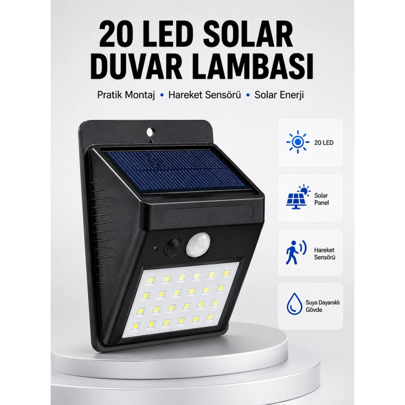 Su Geçirmez Ip65 20 Led Solar Sensörlü Bahçe Ve Veranda Aydınlatma Yeni Nesil Su Geçirmez Ip65 20 Led Solar Sensörlü Bahçe Ve Veranda Aydınlatma Yeni Nesil