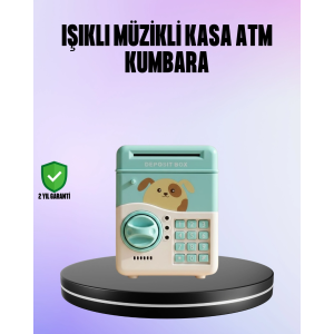 Su Yeşili Elektronik Şifreli Atm Tasarımlı Para Biriktirme Kumbarası