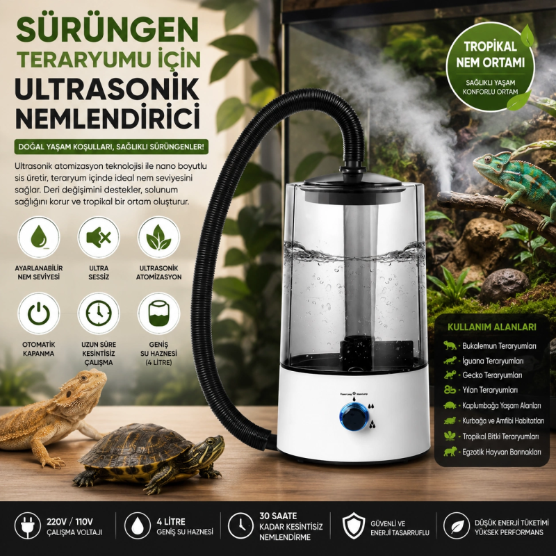 Sürüngen Teraryumu Nemlendirici Sis Makinesi - Ultrasonik Otomatik Buhar Üretici | Bukalemun, İguana, Gecko İçin Sürüngen Teraryumu Nemlendirici Sis Makinesi - Ultrasonik Otomatik Buhar Üretici | Bukalemun, İguana, Gecko İçin
