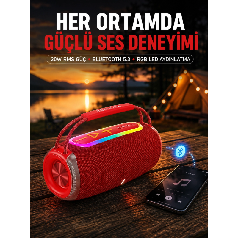Suya Dayanıklı 20w Rgb Hoparlör Bluetooth, Usb, Sd Kart Ve Aux Girişli Suya Dayanıklı 20w Rgb Hoparlör Bluetooth, Usb, Sd Kart Ve Aux Girişli