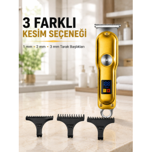 T Bıçaklı Erkek Tıraş Makinesi Usb Şarjlı Led Göstergeli Turbo Özellikli Saç Sakal Kesme Makinesi