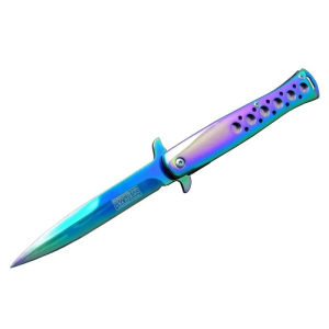 Tac-force 1111-d Titanyum Gökkuşağı Kamp Çakı 23 Cm - Metal Sap, Yarı Otomatik