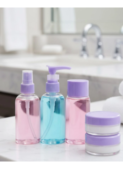 Taşınabilir 5’li Seyahat Banyo Seti Şeffaf Kozmetik Kapları