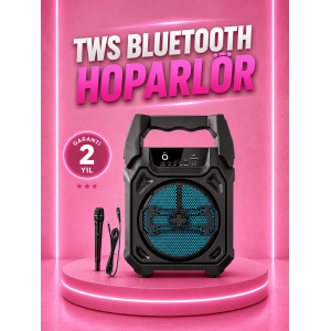 Taşınabilir 6.5” Bluetooth Hoparlör Usb Tf Kart Mikrofonlu Şarjlı Sistem