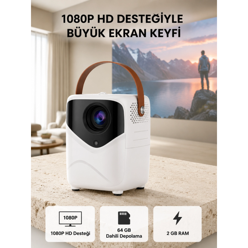 Taşınabilir Akıllı 1080p Projektör – 64gb Hafıza, 2gb Ram, Full Hd Görüntü, Kumandalı Yeni Nesil Taşınabilir Akıllı 1080p Projektör – 64gb Hafıza, 2gb Ram, Full Hd Görüntü, Kumandalı Yeni Nesil
