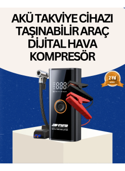 Taşınabilir Akü Takviye Ve Akıllı Lastik Şişirme Pompası