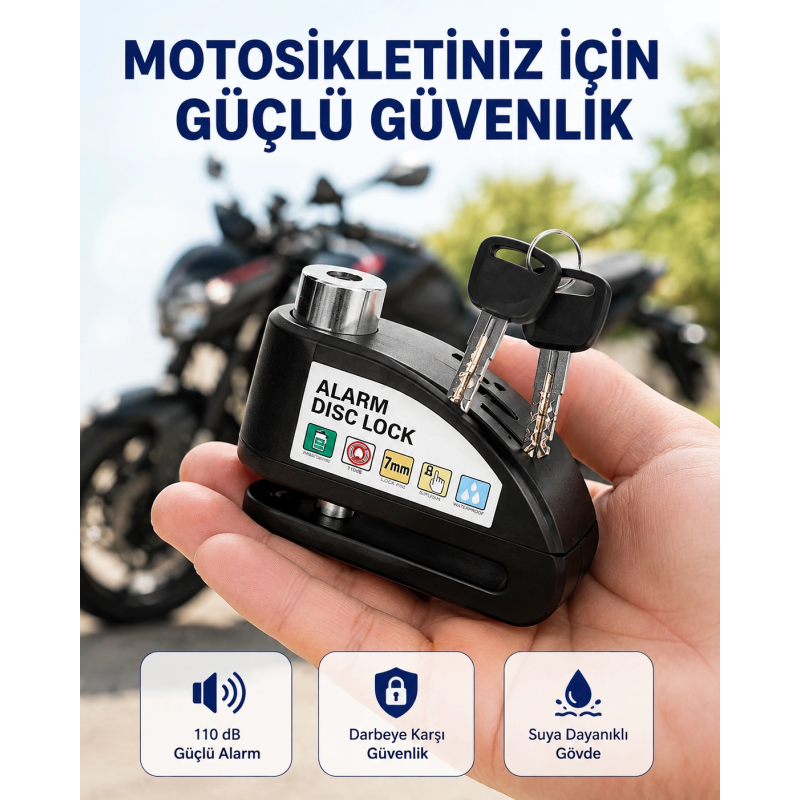 Taşınabilir Alarm Disk Kilidi Motosiklet Scooter Bisiklet Güvenlik Yeni Nesil Taşınabilir Alarm Disk Kilidi Motosiklet Scooter Bisiklet Güvenlik Yeni Nesil