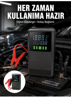Taşınabilir Araç Akü Şarj Takviye Cihazı 150 Psı Dijital Kompresör Yeni Nesil