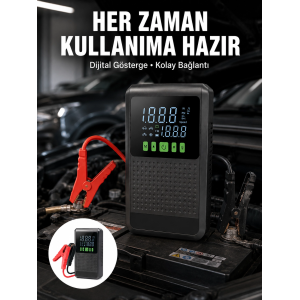 Taşınabilir Araç Akü Şarj Takviye Cihazı 150 Psı Dijital Kompresör Yeni Nesil